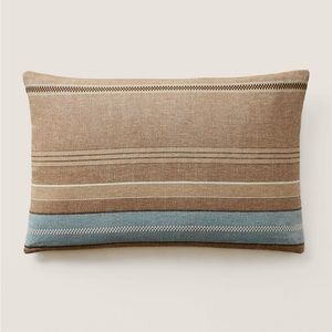 Ralph Lauren Hinsdale Linen Throw Pillow 16 x 24 -Tan / Blue MSRP